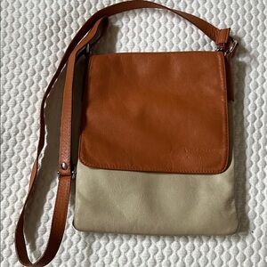Vera Pelle Brown and Tan Leather Crossbody Bag